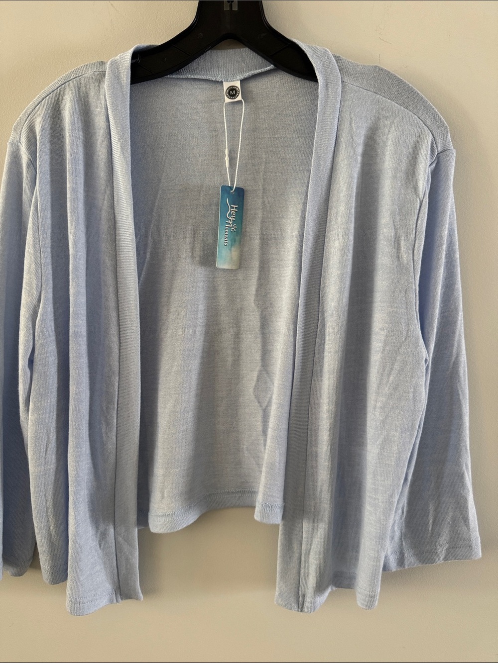 Light Blue Open-Front Crop Cardigan Top
